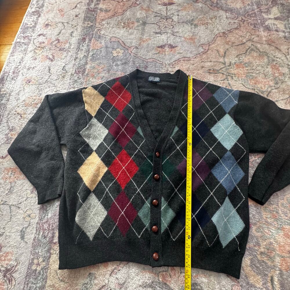 Lands' End 100% Wool Argyl Button-Front Cardigan … - image 8